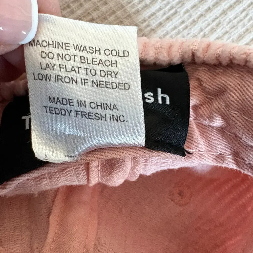 Teddy Fresh Pink Corduroy Baseball Hat Adjustable Strapback Y2K Softgirl